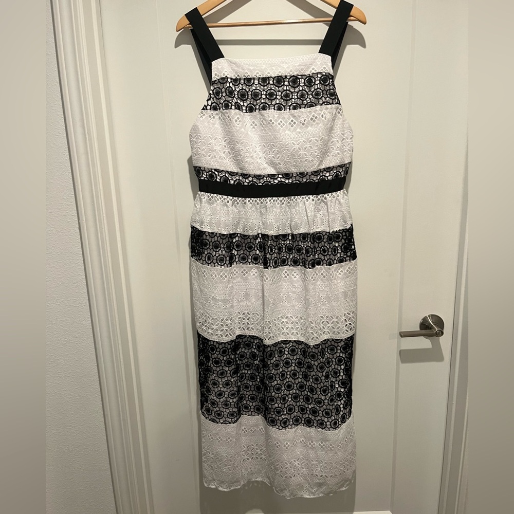 ASOS Black & White Stripe Midi Dress